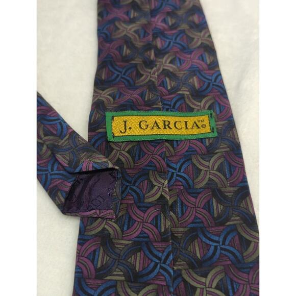 J. Garcia Neck Tie 100% Silk Curves and Lines Collection Ten Geometric Swirl - Picture 5 of 6